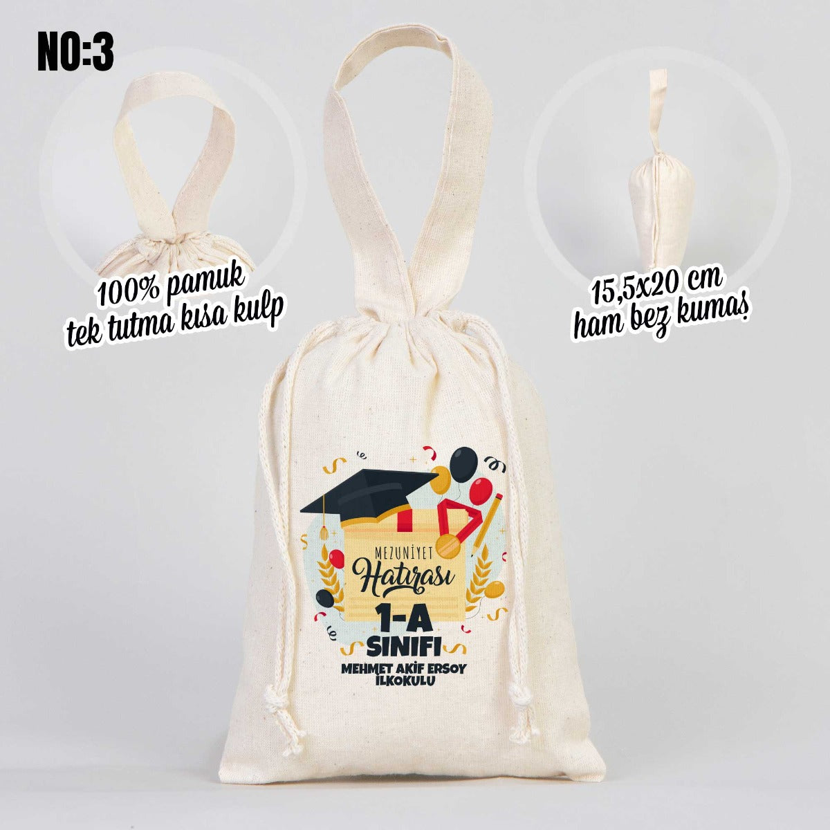 Karne Günü Bez Kese Tek Tutma Kısa Kulp - 15,5 x 20 cm (Özelleştirebilir) - istecanta.com