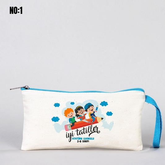 Renkli Fermuar Karne Günü Bez Kalemlik - 21x10 cm (Özelleştirilebilir) - istecanta.com