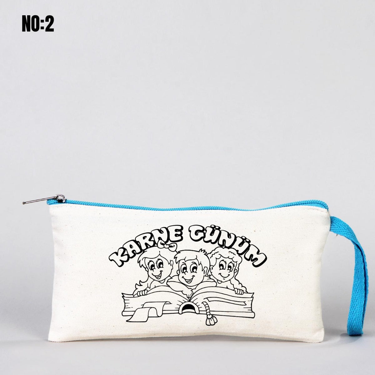 Karne Günü Boyanabilir Renkli Fermuarlı Bez Kalemlik - 21x10cm (Özelleştirilebilir) - istecanta.com
