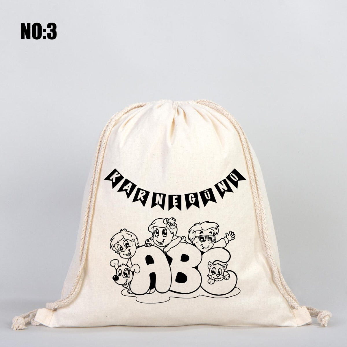 Karne Günü Boyanabilir Büzgülü Bez Çanta - 35x40 cm (Özelleştirilebilir) - istecanta.com