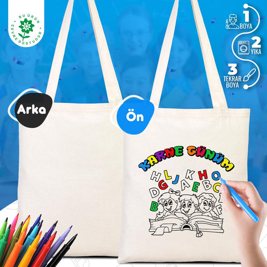 Karne Günü Boyanabilir Ham Bez Çanta - 35x40cm (Özelleştirilebilir) - istecanta.com