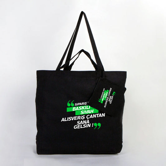 Katlanabilir Alışveriş Çantası Siyah 48x41x10cm (Özelleştirilebilir) - istecanta.com