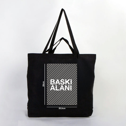 Katlanabilir Alışveriş Çantası Siyah 48x41x10cm (Özelleştirilebilir)