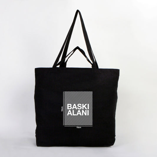 Katlanabilir Alışveriş Çantası Siyah 48x41x10cm (Özelleştirilebilir) - istecanta.com