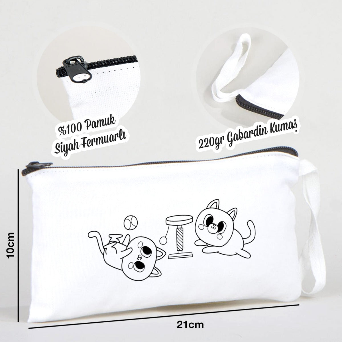 Boyanabilir Bez Kalemlik - Sevimli Kediler - istecanta.com