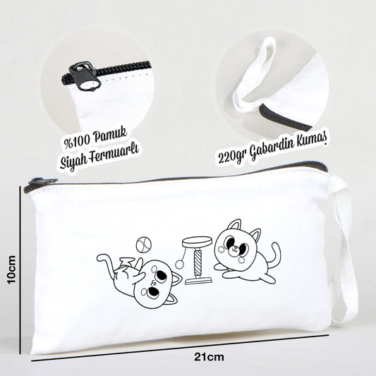 Boyanabilir Bez Kalemlik - Sevimli Kediler - istecanta.com