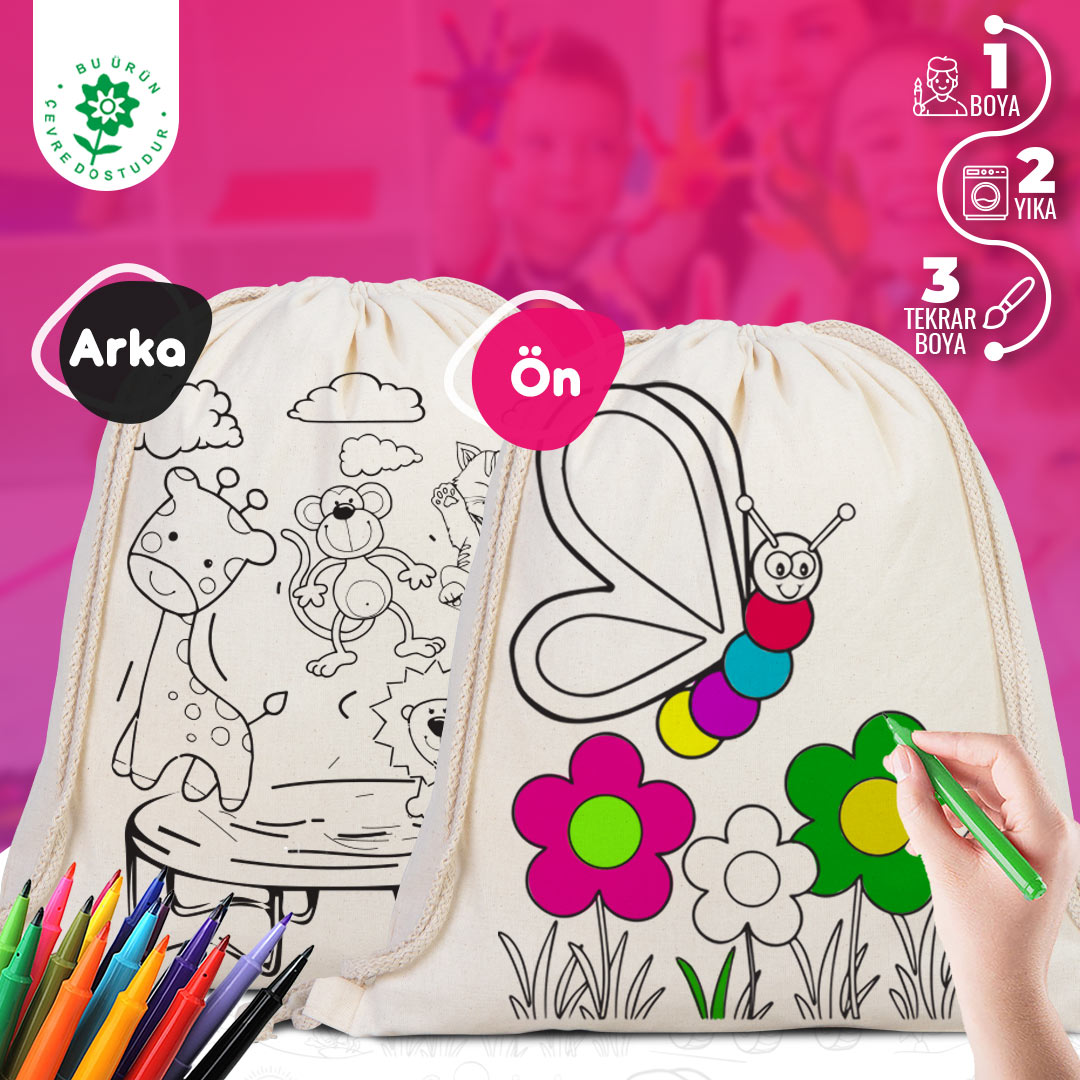 Bammerz Boyanabilir Büzgülü Bez Çanta Kelebek - Zıpzıp - istecanta.com