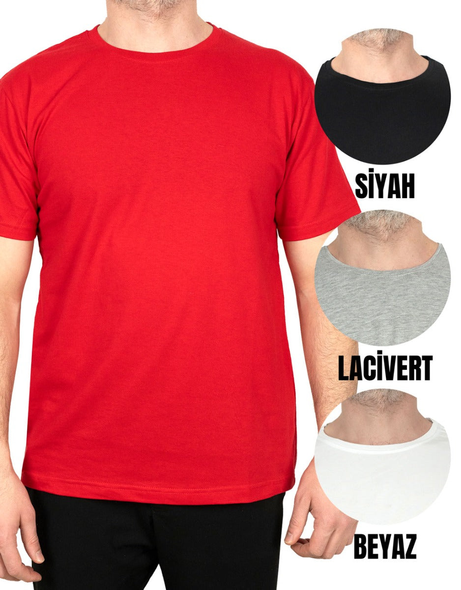 Basic T-shirt Kırmızı - Baskılı - istecanta.com