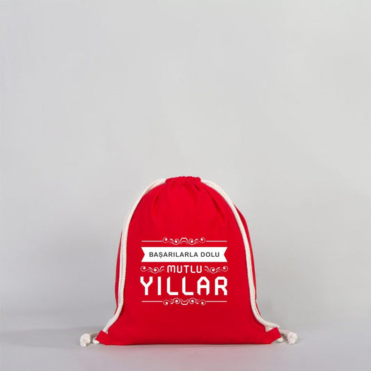Büzgülü Bez Sırt Çantası 35x40 cm Kırmızı Renk (Özelleştirilebilir) - istecanta.com