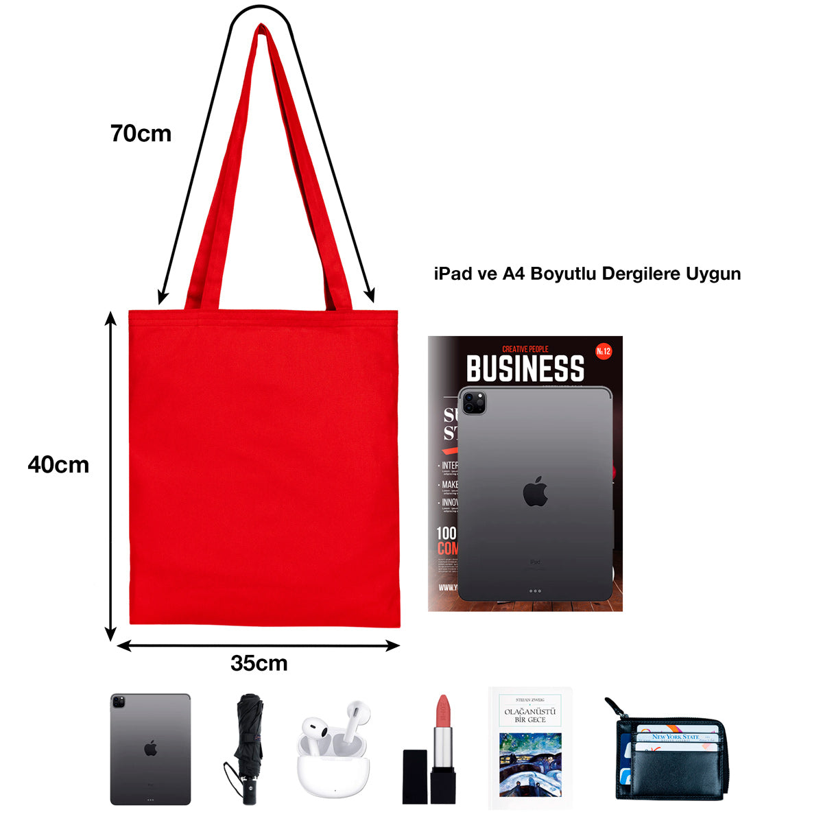 Gabardin Bez Çanta 35x40 cm Kırmızı Renk - istecanta.com