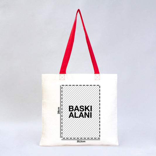 Gabardin Bez Çanta Kırmızı Kulp 40x35cm (Özelleştirilebilir) - istecanta.com