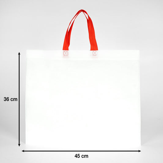 Tela Çanta Ultrasonik - Kırmızı Kulplu - Taban Körüklü 45x36x10cm - istecanta.com