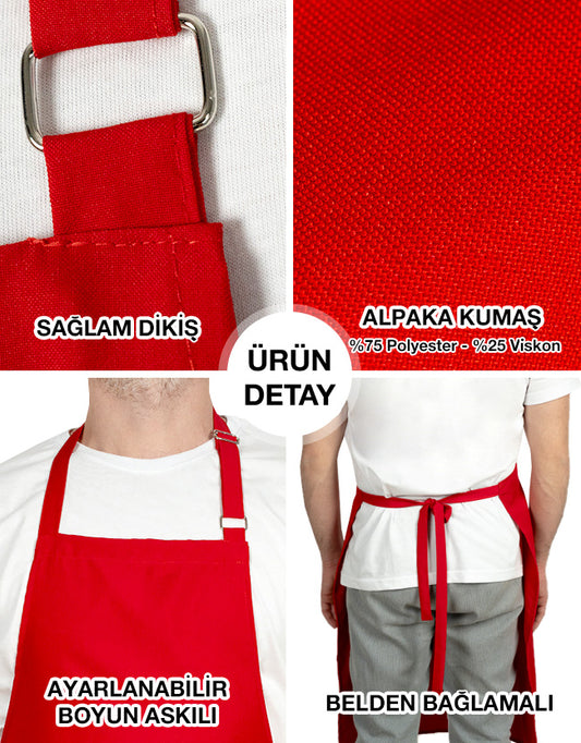 Mutfak Önlüğü - Kırmızı Ayarlanabilir - istecanta.com