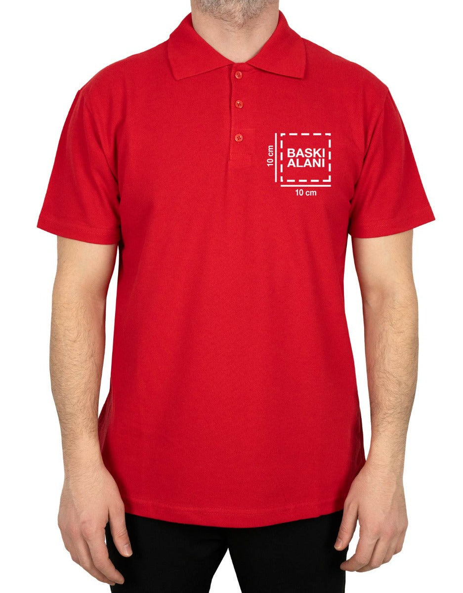 Polo Yaka Kırmızı Tişört - Dijital Baskılı - istecanta.com