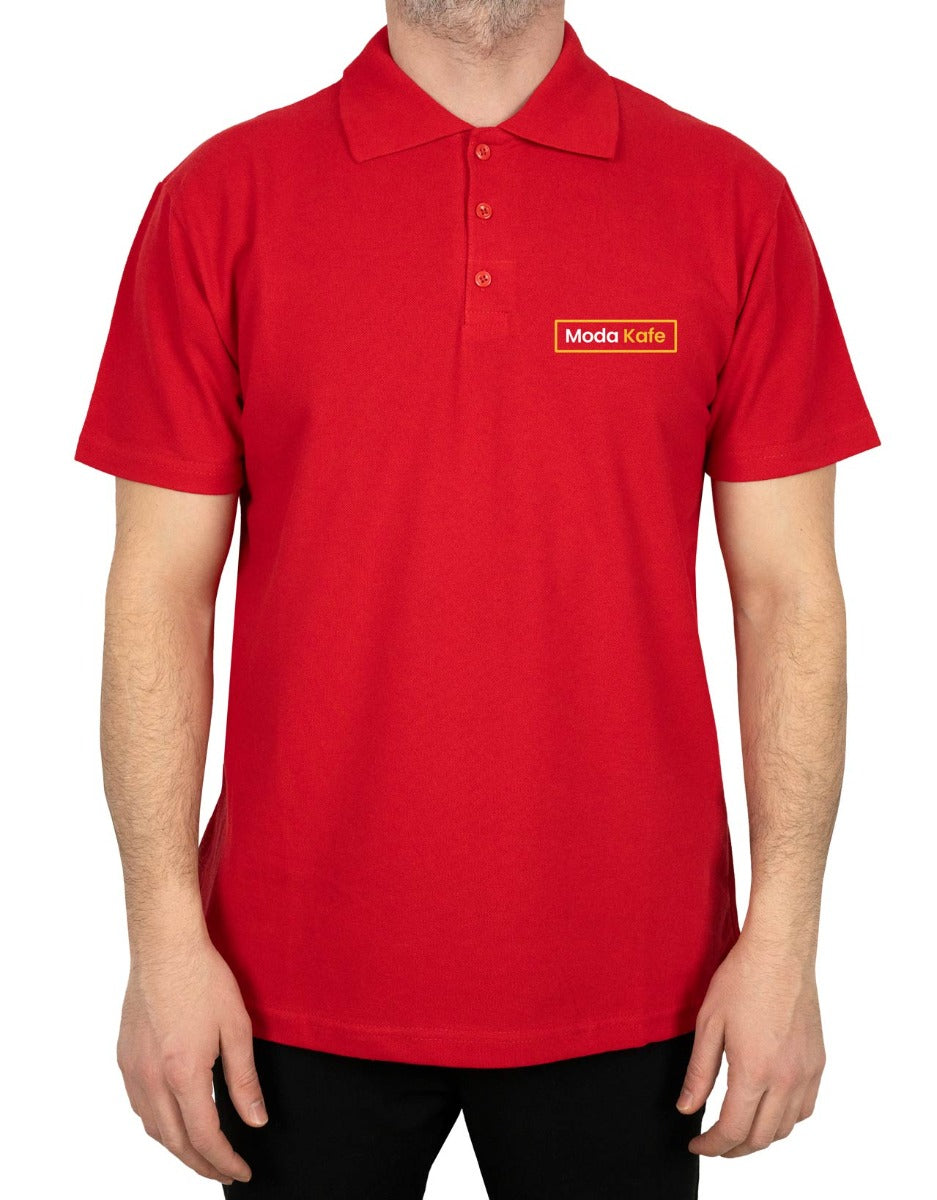 Polo Yaka Kırmızı Tişört - Dijital Baskılı - istecanta.com
