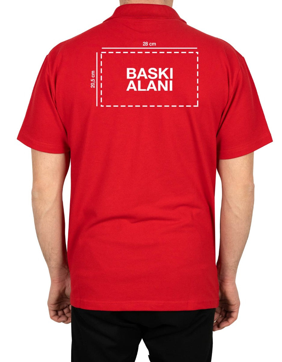Polo Yaka Kırmızı Tişört - Dijital Baskılı - istecanta.com