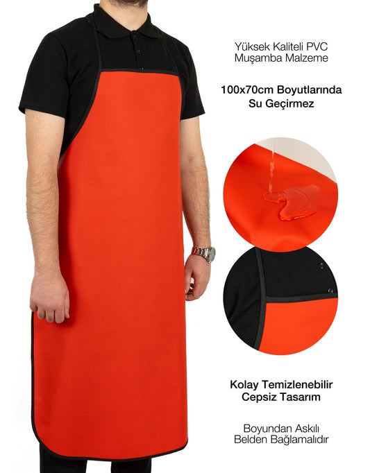 Muşamba Mutfak Bulaşık Önlüğü PVC | Kırmızı | Su Geçirmez ve Dayanıklı - detay görünüm