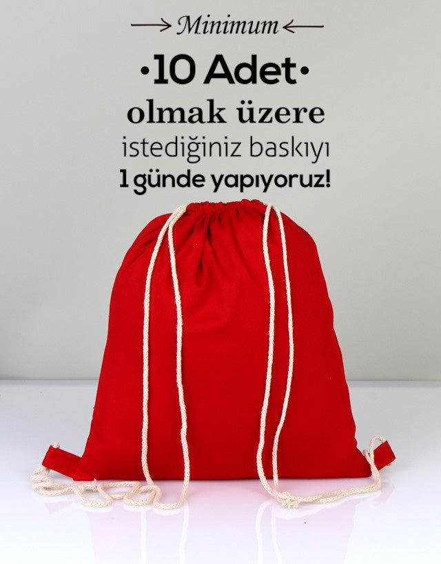 Büzgülü Bez Sırt Çantası 35x40 cm Kırmızı Renk (Özelleştirilebilir) - istecanta.com