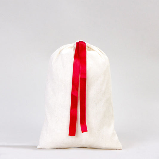 Bez Kese Kırmızı Kurdeleli - 20x30 cm - istecanta.com