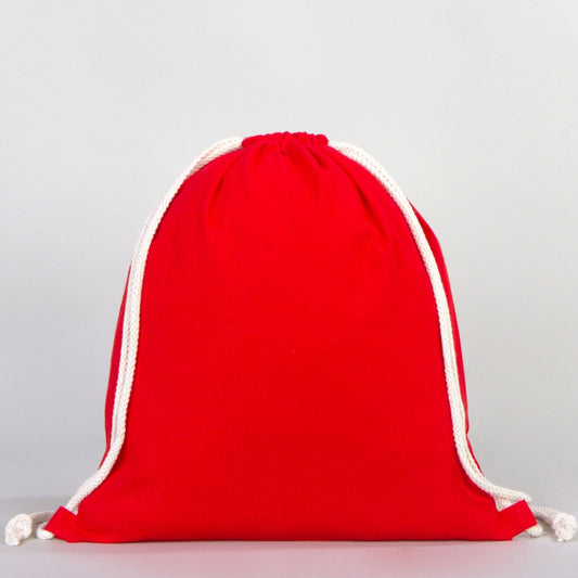 Ham Bez Kırmızı İp Büzgülü Sırt Çanta - 35x40 cm (Küçük Boy) - istecanta.com