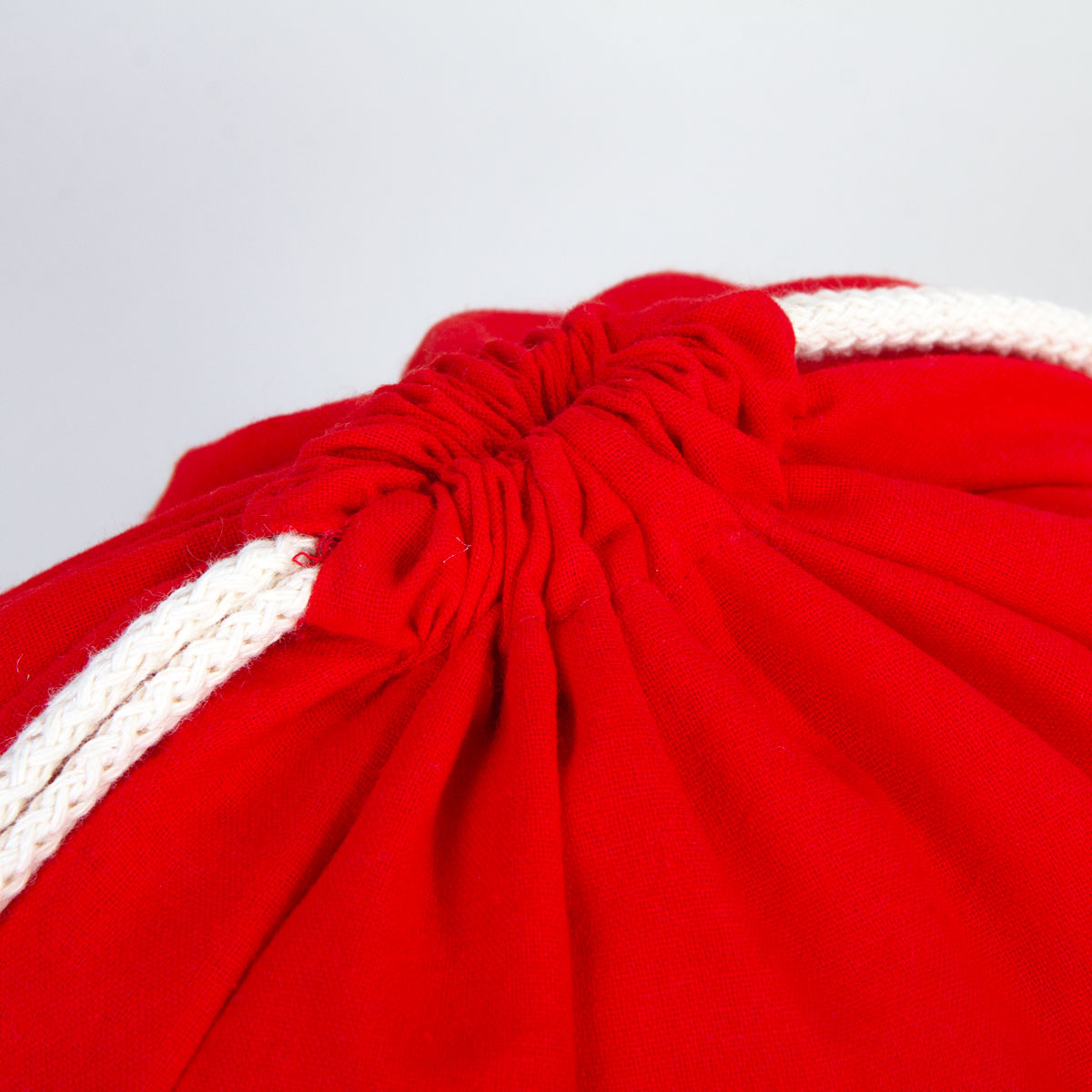 Ham Bez Kırmızı İp Büzgülü Sırt Çanta - 35x40 cm (Küçük Boy) - istecanta.com