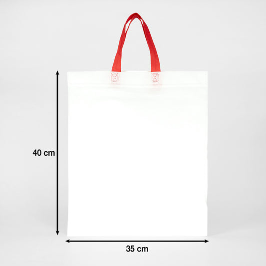 Tela Çanta Ultrasonik - Kırmızı Kulplu - 35x40cm (Körüksüz) - istecanta.com