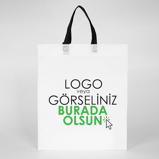 Tela Çanta Ultrasonik - Siyah Kulplu - 35x40cm (Özelleştirilebilir) 1000 Adet Tek Renk Baskı - istecanta.com