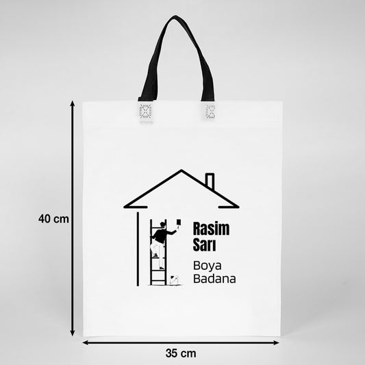 Tela Çanta Ultrasonik - Siyah Kulplu - 35x40cm (Özelleştirilebilir) 1000 Adet Tek Renk Baskı - istecanta.com