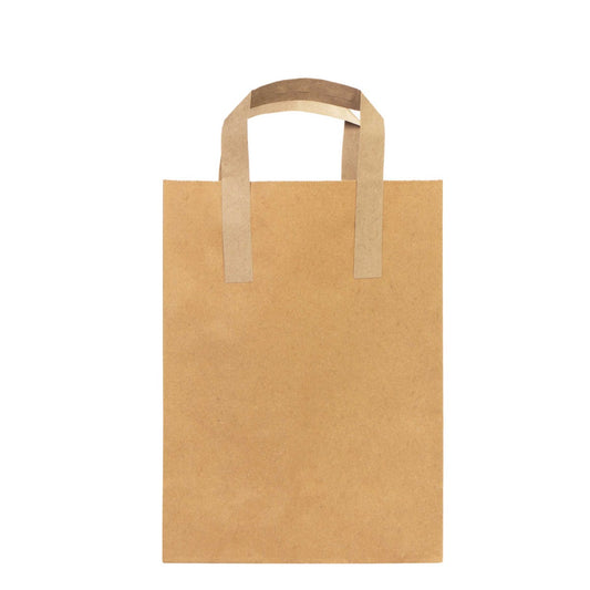 Düz Saplı Kraft Poşet Çanta - 22x29x12 cm - istecanta.com