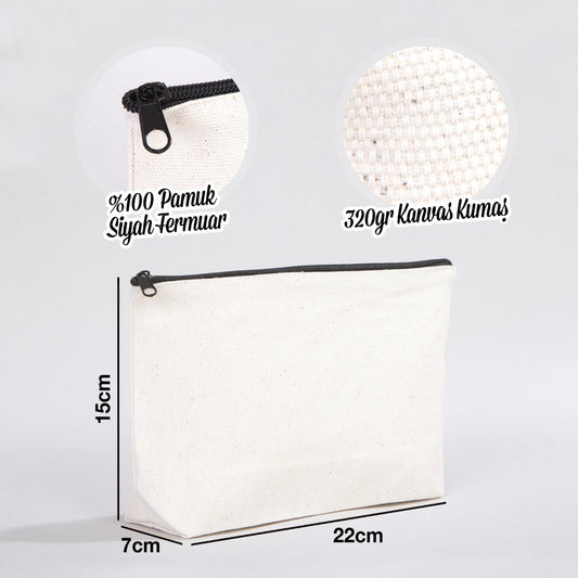 Kanvas Makyaj Çantası - Alttan Körüklü 22x12x7 cm - istecanta.com