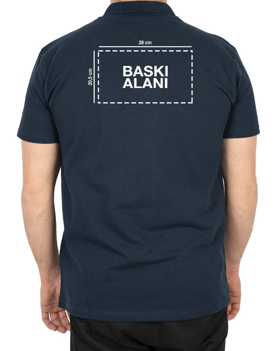 Polo Yaka Lacivert Tişört - Baskılı - istecanta.com