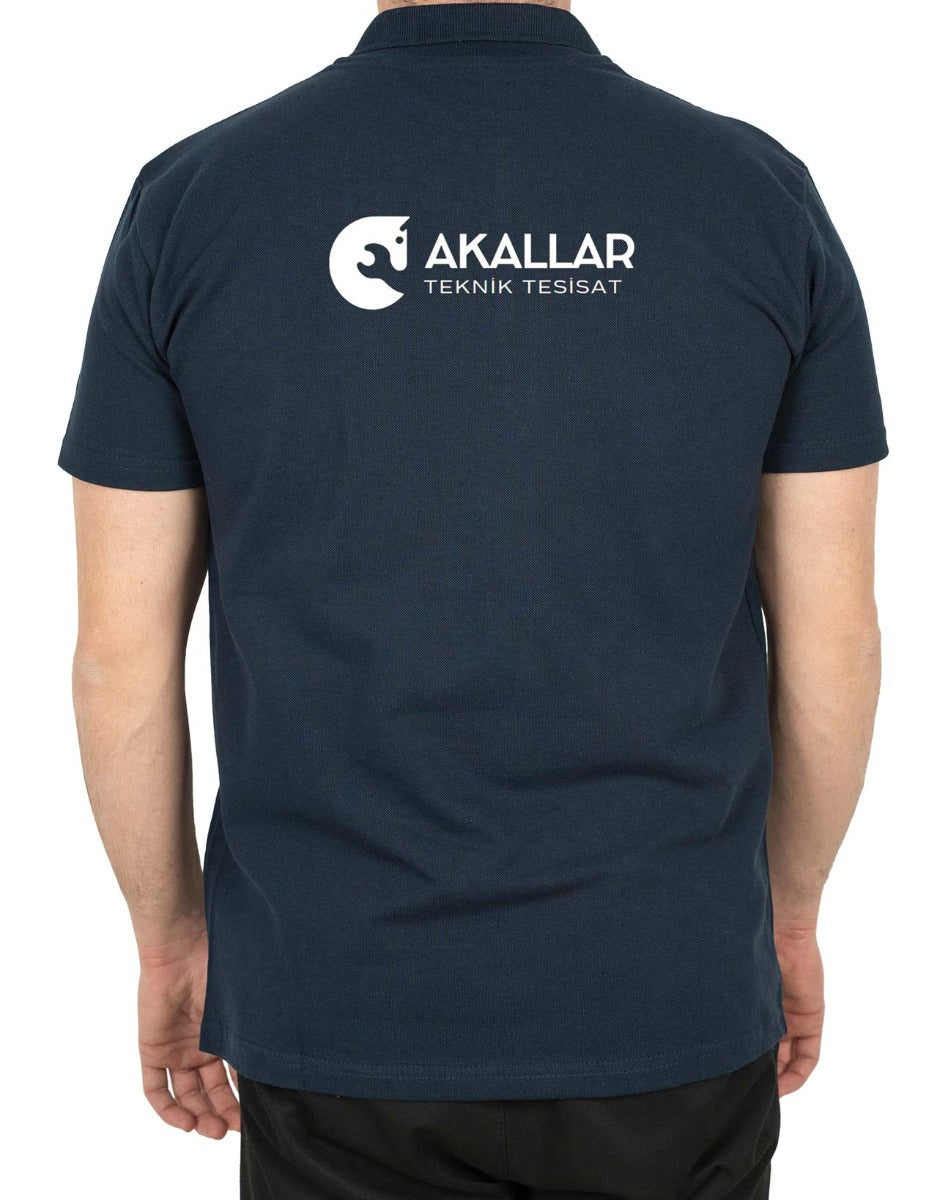 Polo Yaka Lacivert Tişört - Baskılı - istecanta.com