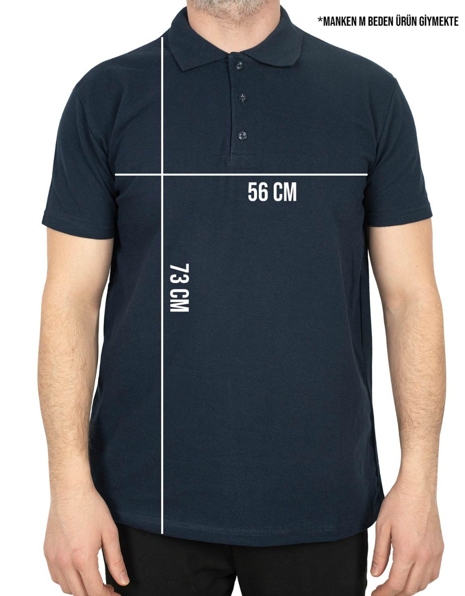 Polo Yaka Lacivert Tişört - Baskılı - istecanta.com