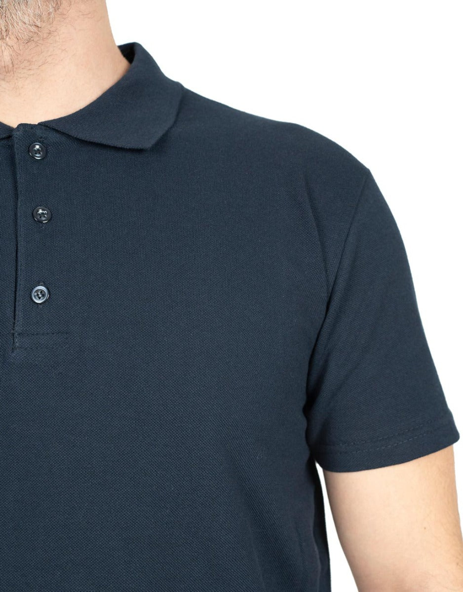 Polo Yaka Lacivert Tişört - Baskılı - istecanta.com