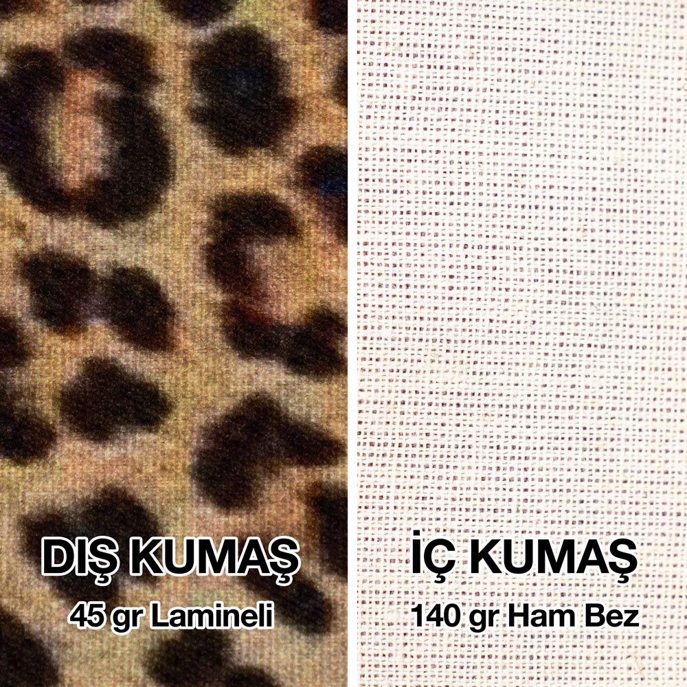 Süblimasyon Leopar Desenli Tam Zemin Baskılı Lamineli Bez Çanta - 35x40cm - istecanta.com
