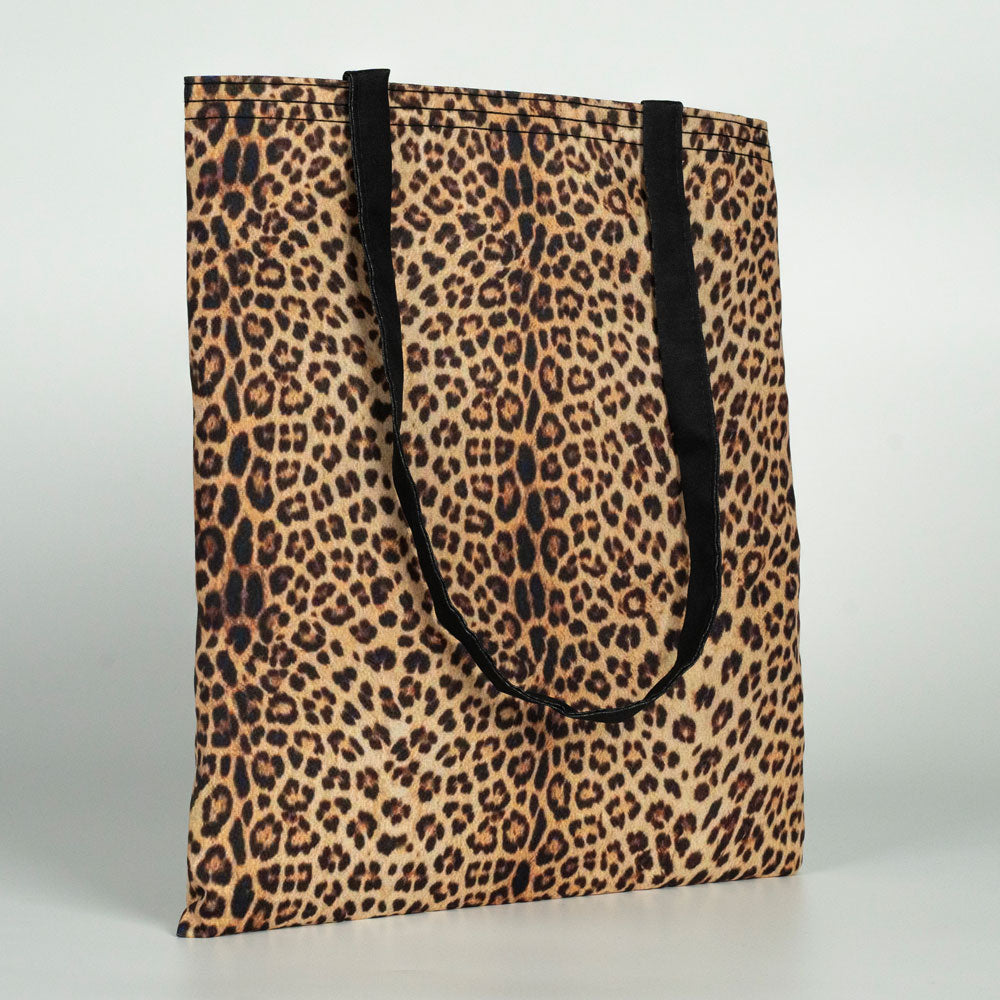 Süblimasyon Leopar Desenli Tam Zemin Baskılı Lamineli Bez Çanta - 35x40cm - istecanta.com