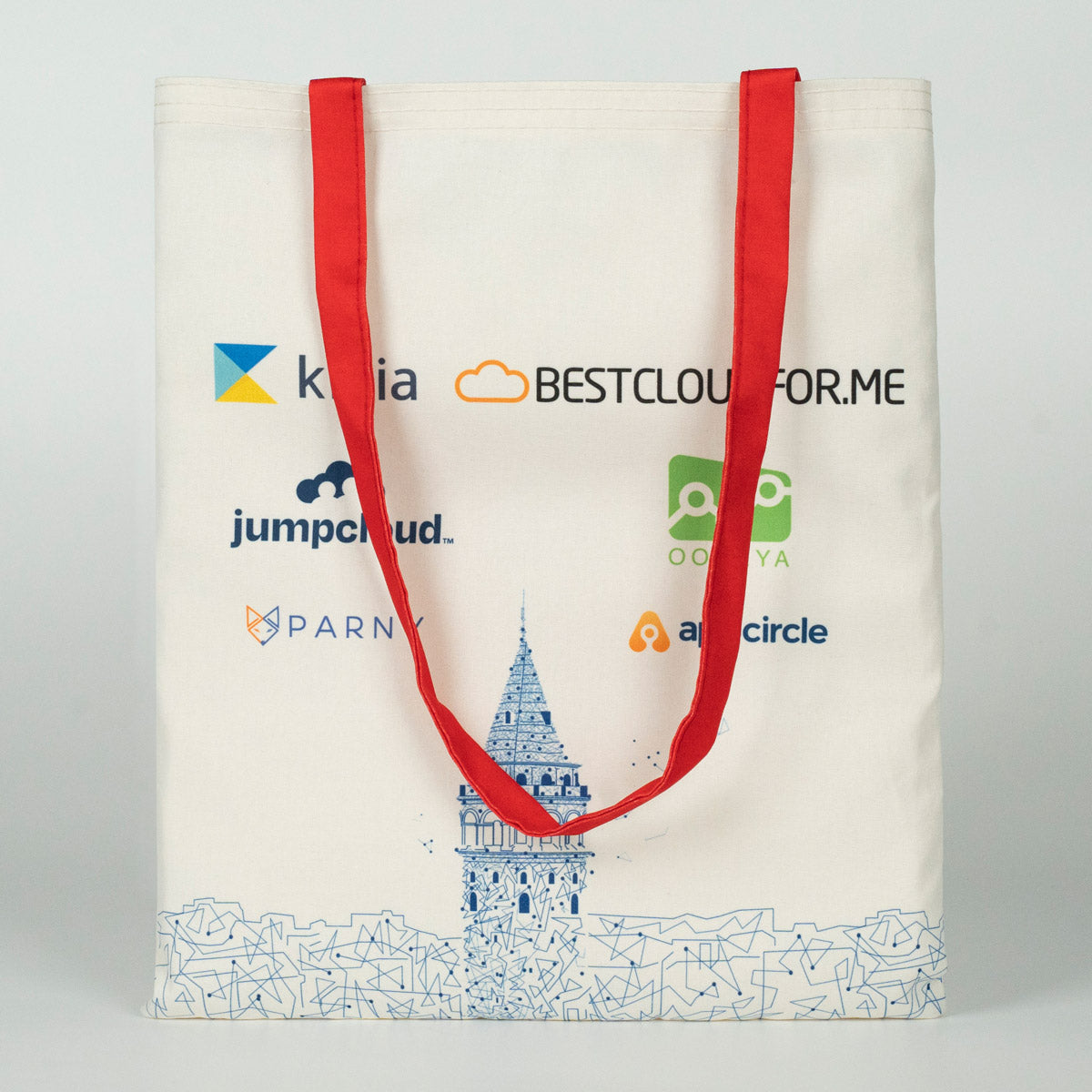 Süblimasyona Uygun Bez Çanta - Dışı Lamineli İçi Hambez - Kırmızı Kulp - Özel Üretim - 35x40cm - istecanta.com