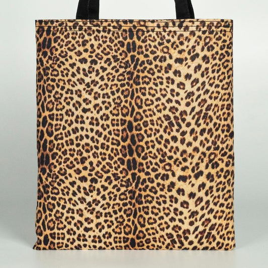 Süblimasyon Leopar Desenli Tam Zemin Baskılı Lamineli Bez Çanta - 35x40cm - istecanta.com