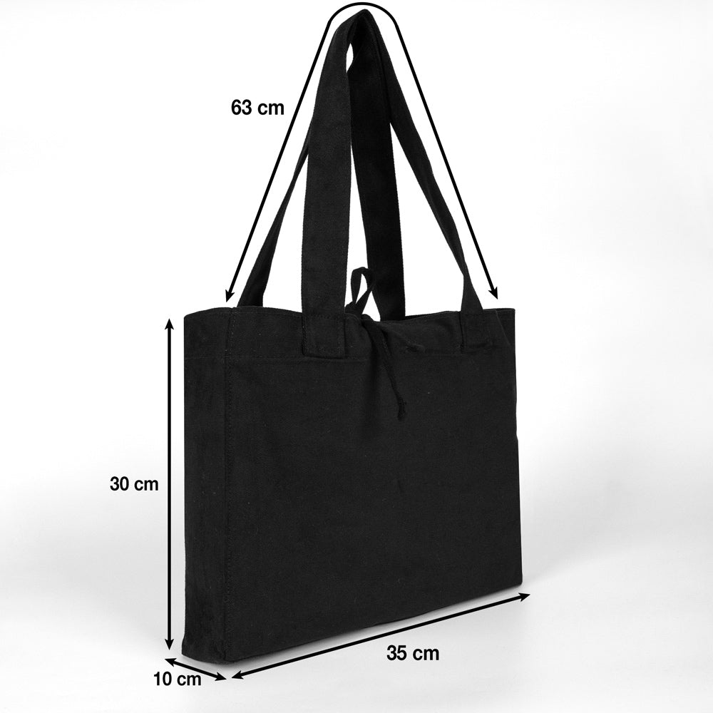 Medium City Soft Kumaş Çanta - Siyah - 35x30x10 cm - istecanta.com