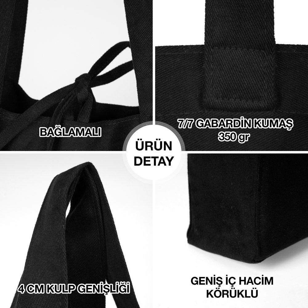 Dünya Kadınlar Günü 8 Mart'a Özel Medium City Soft Kumaş Çanta - Siyah - 35x30x10 cm (Özelleştirilebilir) - istecanta.com
