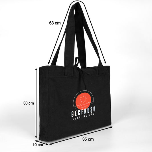 Medium City Soft Kumaş Çanta - Siyah - 35x30x10 cm (Özelleştirilebilir) - istecanta.com