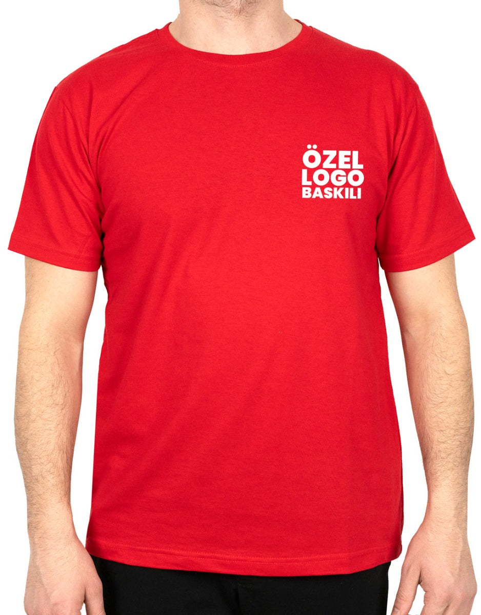 Basic T-shirt Kırmızı - Baskılı - istecanta.com