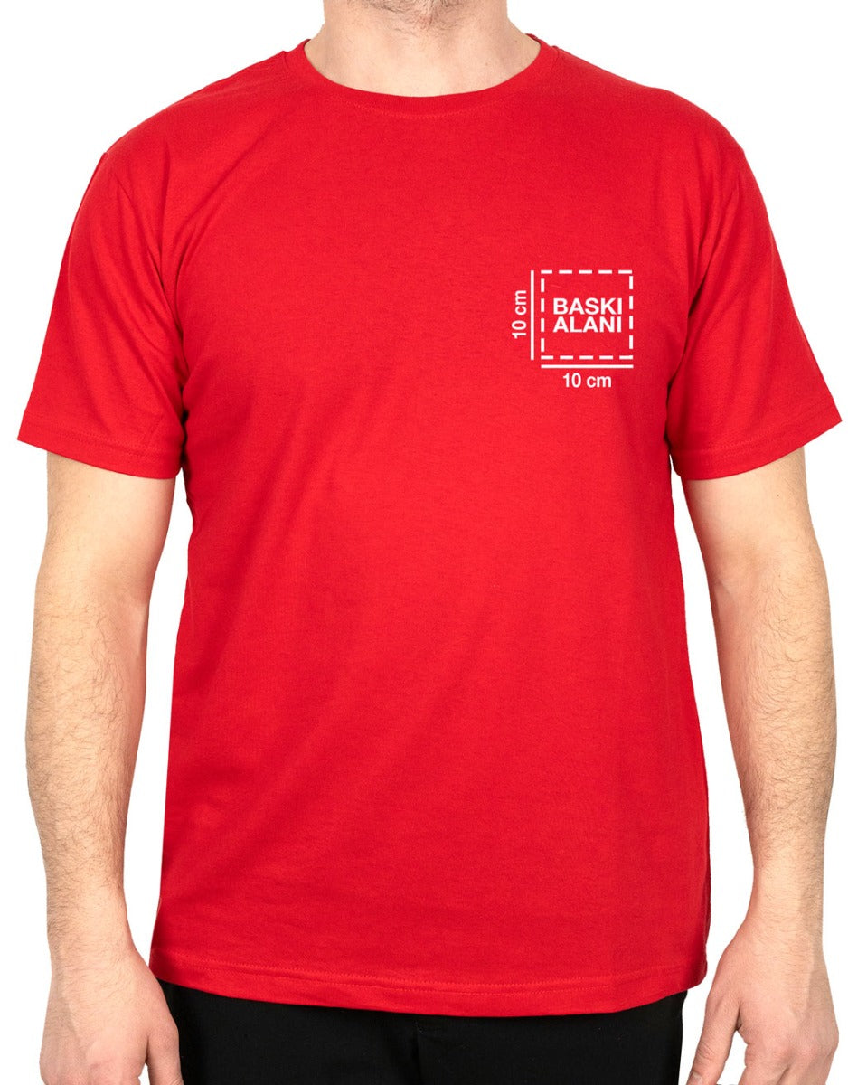 Basic T-shirt Kırmızı - Baskılı - istecanta.com
