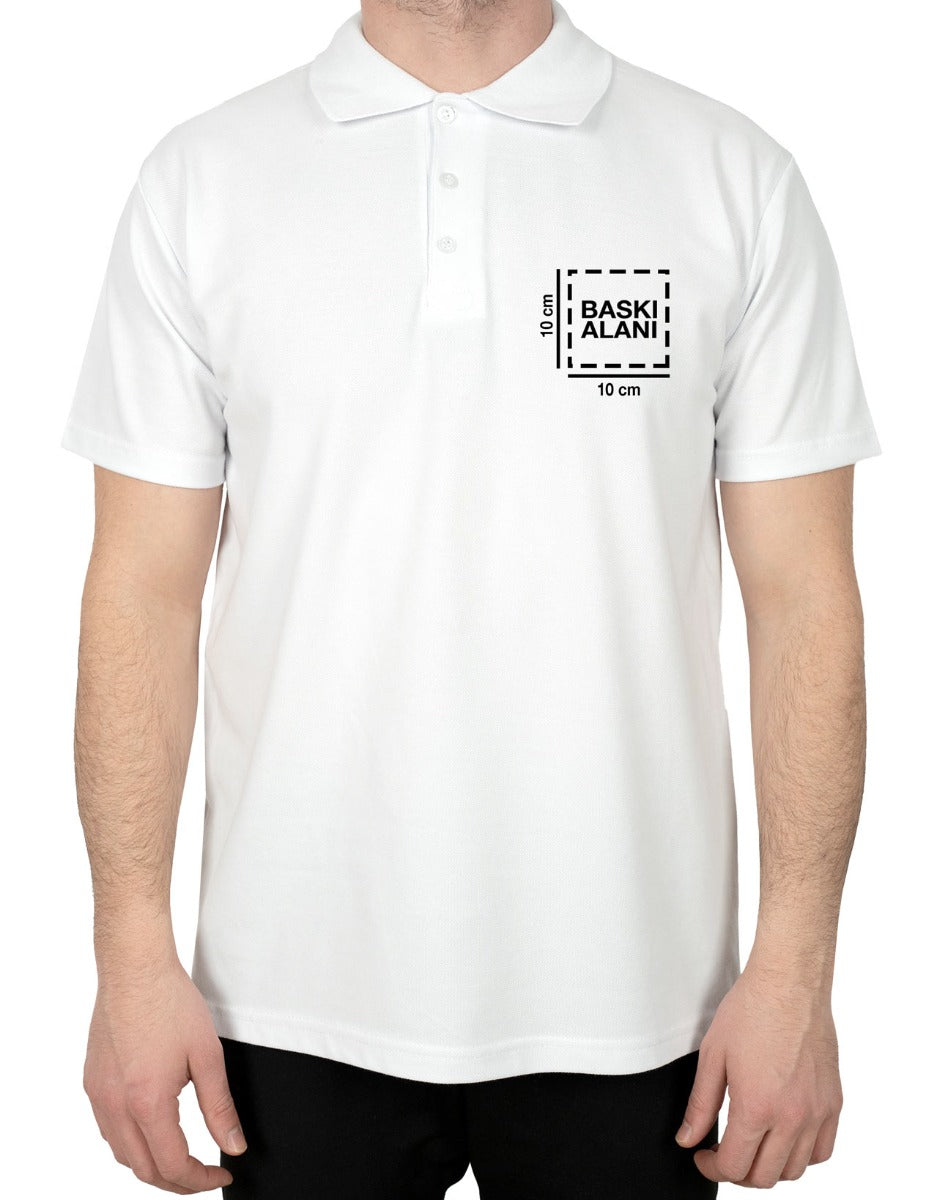 Polo Yaka Beyaz Tişört - Dijital Baskılı - istecanta.com