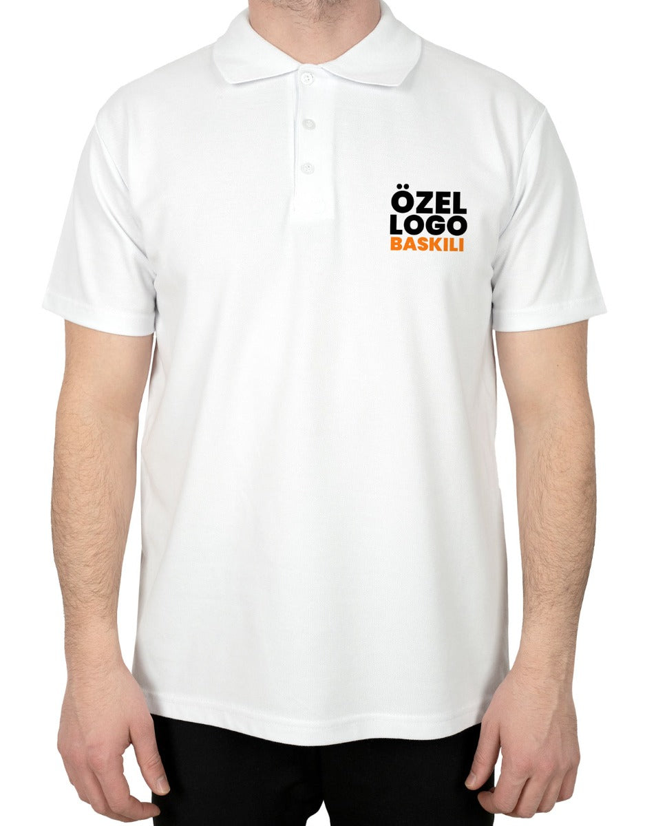 Polo Yaka Beyaz Tişört - Dijital Baskılı - istecanta.com