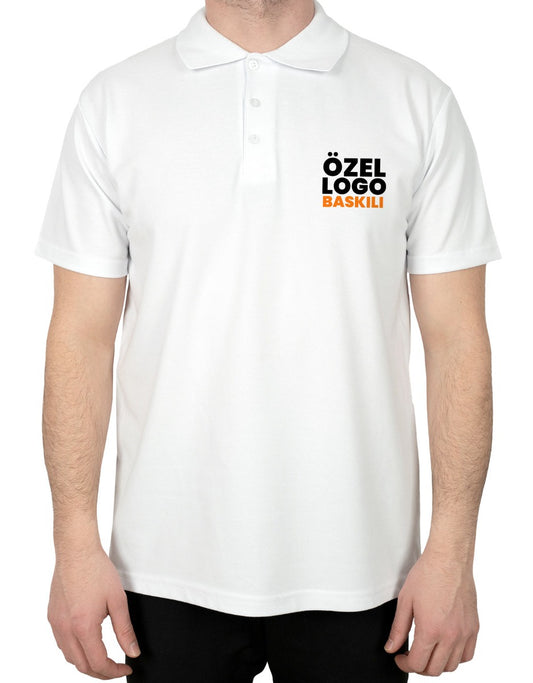 Polo Yaka Beyaz Tişört - Dijital Baskılı - istecanta.com