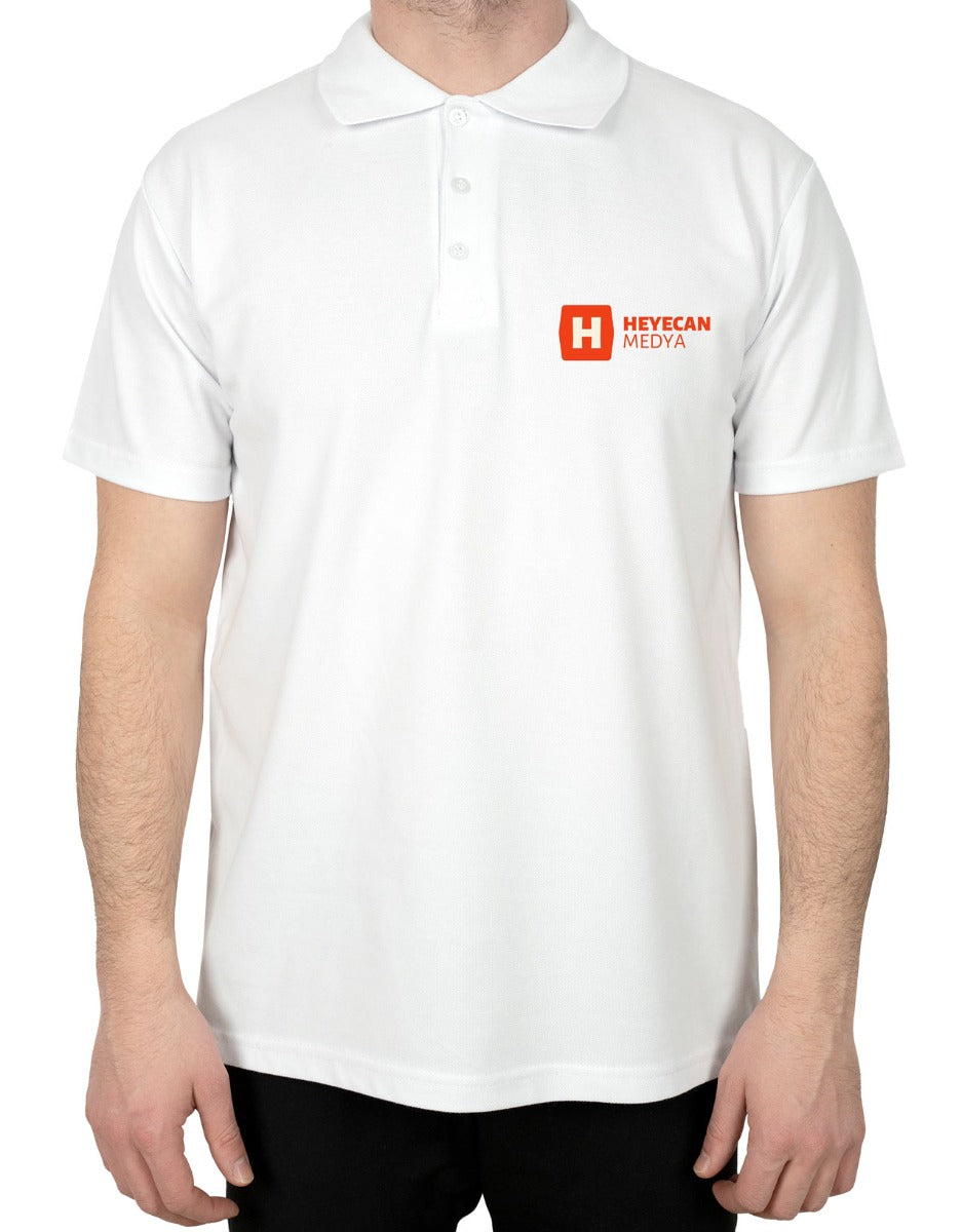 Polo Yaka Beyaz Tişört - Dijital Baskılı - istecanta.com