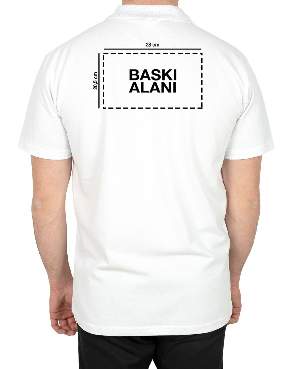 Polo Yaka Beyaz Tişört - Dijital Baskılı - istecanta.com