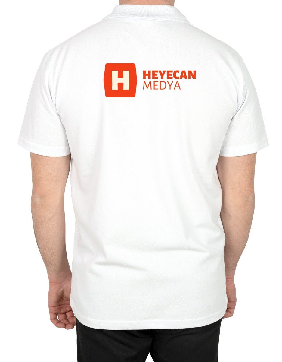 Polo Yaka Beyaz Tişört - Dijital Baskılı - istecanta.com