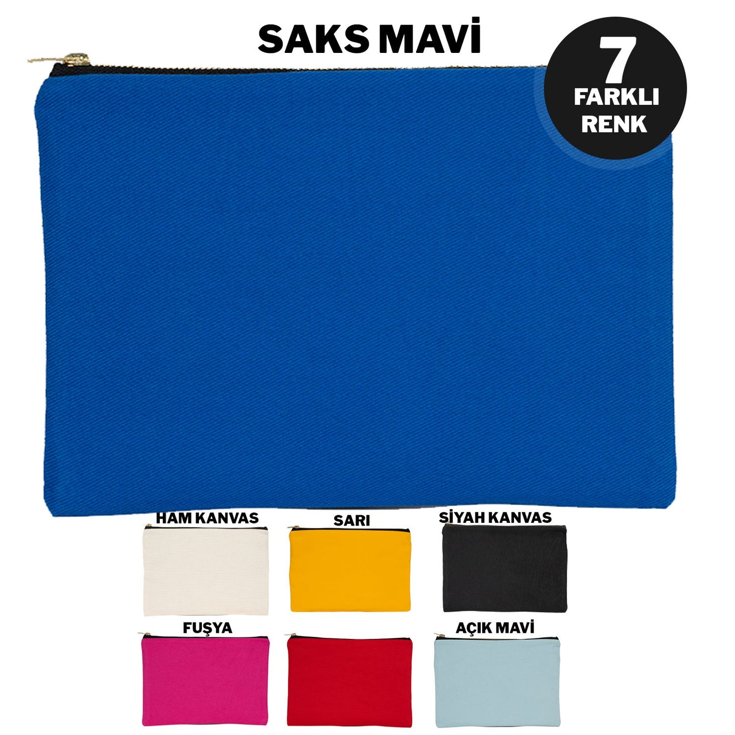 Prime Clutch- Metal Fermuar Çanta (25x18) Saks Mavi (özelleştirilebilir)